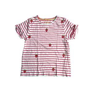 Mini Boden Embroidered Strawberry Striped Tee Size 11-12